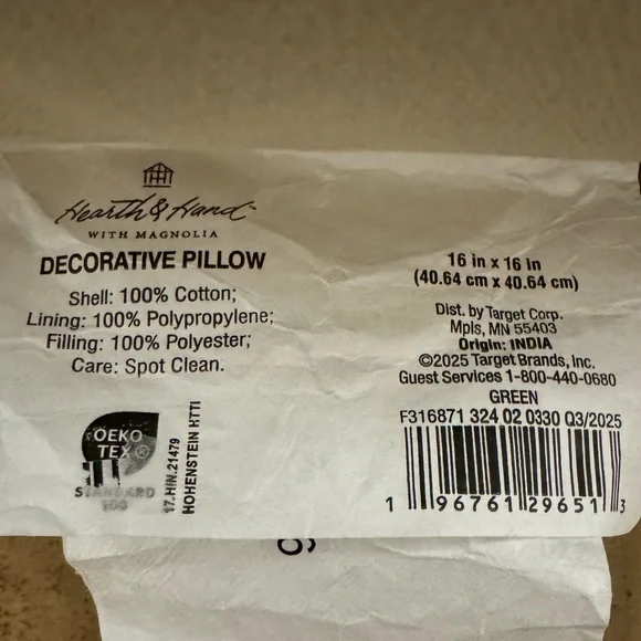 Hearth & Hand Green and Cream Accent Pillow - Picture 6 of 6